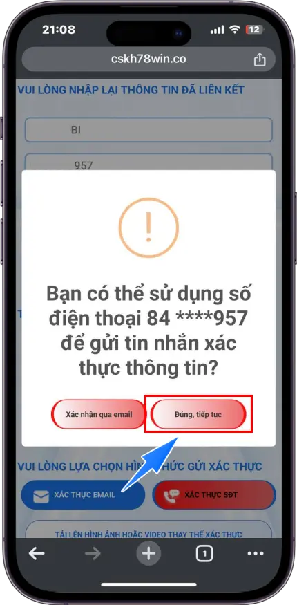 Bước 4 : Chọn Đứng , tiếp tục